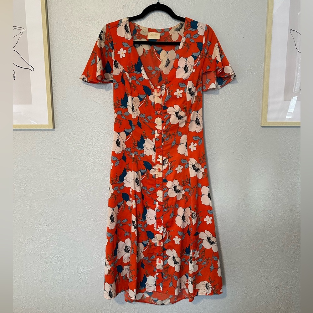 London Rose Red Floral Dress